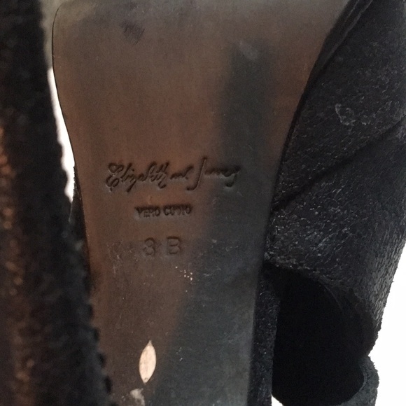 Elizabeth and James Black Pebbled Leather Platform 5” Heels - size 8 - Picture 14 of 15